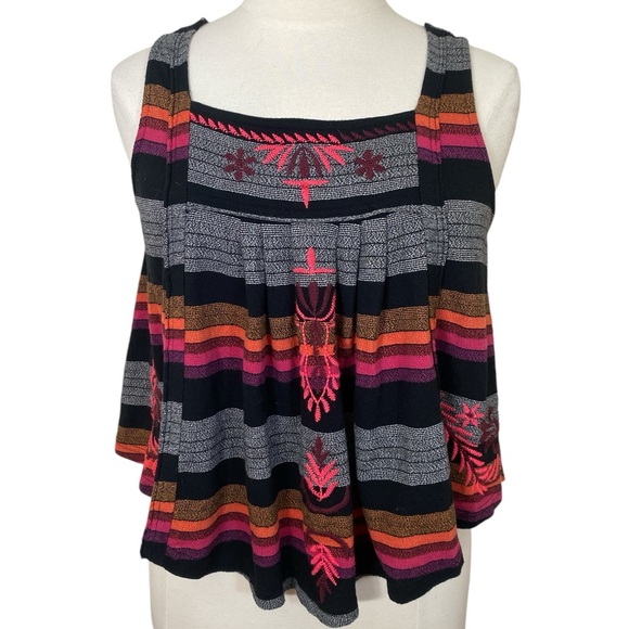 Free People Tops - Free People Vintage Striped Sleeveless Swing Tank Top boho hippie festival